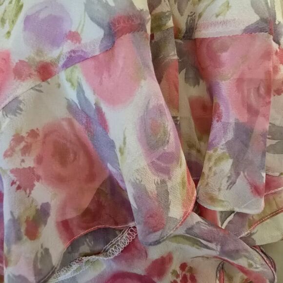 MAGGY LONDON Womens Floral Pink Sleeveless Dress Size 4 100% Silk Y2k  Coquette - Picture 4 of 7